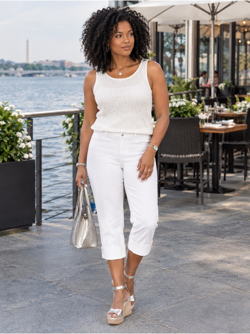 Style & Co High Rise Straight Fit Capri Jeans White Size 18 NWT